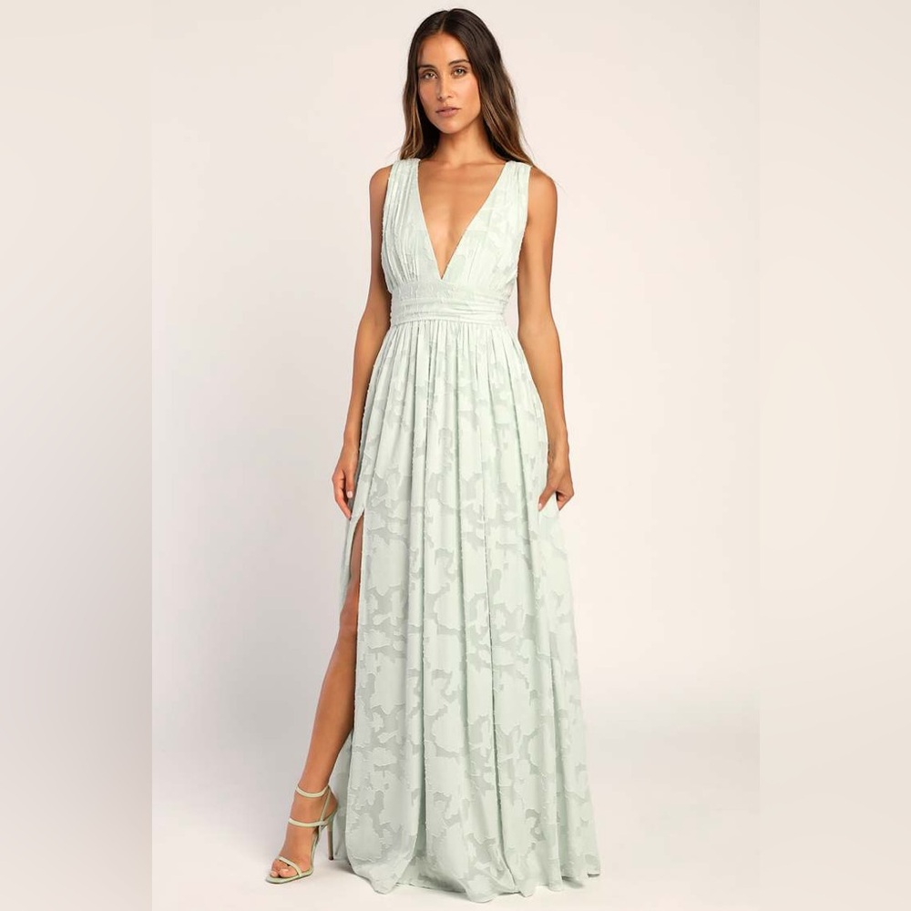 Lulus Sweet Sophistication Sage Green Burnout Floral Maxi Dress Size S